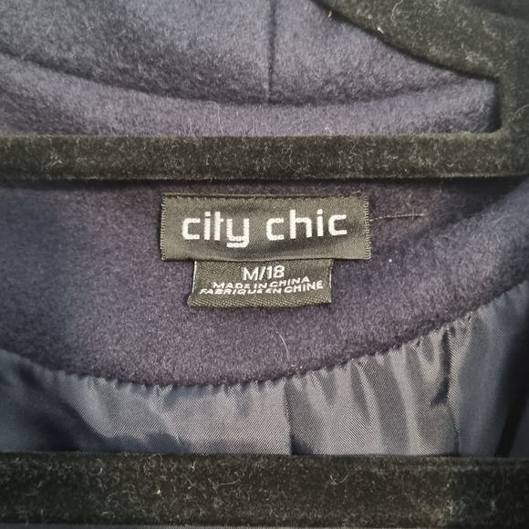 City Chic Navy Coat - Picture 2 of 4